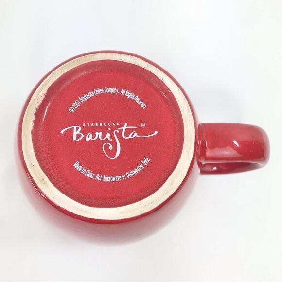 STARBUCKS Barista 2001 30th Anniversary Red White Classic 18 oz Coffee Mug - Picture 9 of 12